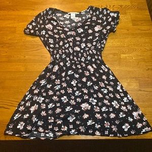 Black floral mid-thigh dress